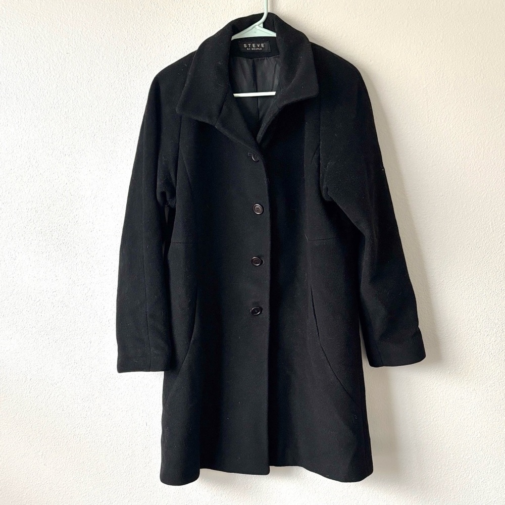 Steve by Searle cashmere wool blend dress coat button down collared size 4